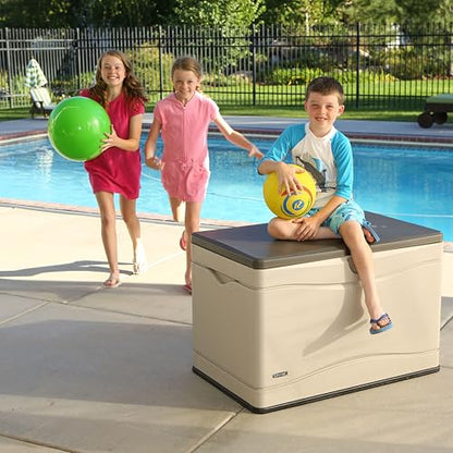 LIFETIME 60103 Deck Storage Box, 80 Gallon, Desert Sand/Brown - color: Desert Sand/Brown, size: 80 Gallon