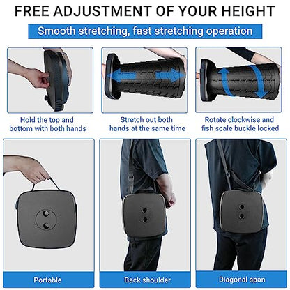 Upgraded Square Folding Stool, Max Load Capacity 485lbs, Portable Collapsible Seat, Telescoping Foldable Stool for Camping, Fishing, Hiking, Travel - color: Black