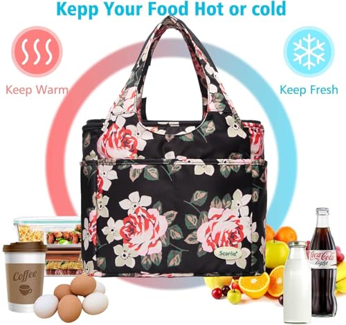 Extra Large Insulated Lunch Tote Bag for Women Men, Leakproof Cooler Lunch Box Shoulder Purse with Side Pockets for Work - Grey - color: Gray
