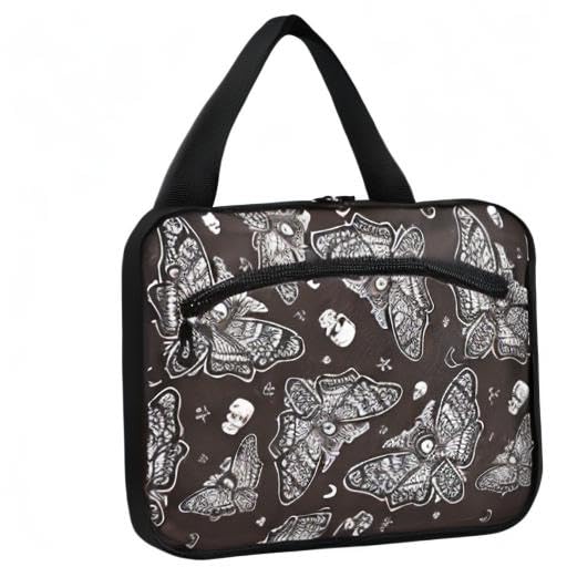 MNSRUU Hanging Toiletry Bags for Women Travel, Gothic Moth Skull Moon Esoteric Toiletry Organizer Portable Travel Toiletry Bags Clear Wash Bags Makeup Bag Cosmetic Bag - color: Skulls 185