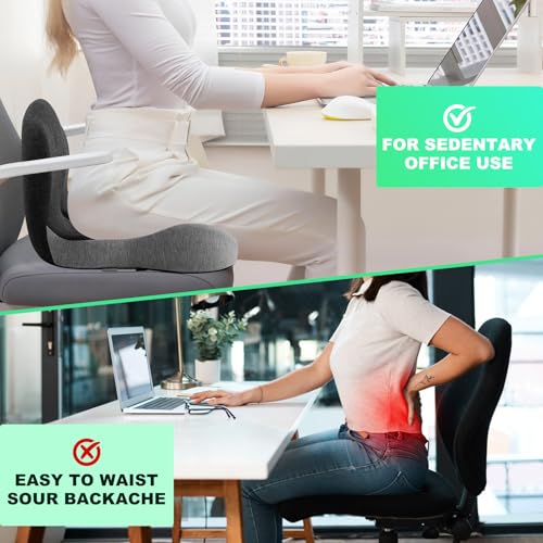 Buttocks Cushion for Office Chair Memory Foam Seat Pad for Butt Support Tailbone Relief Ergonomic Chair Cushion for Home Car Travel or Work (Classic Black) - color: Classic Black