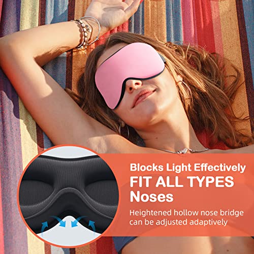 INNELO Sleep Mask for Side Sleeper, Eye Mask Sleeping Women Men, 100% Light Blocking 3D Contoured Cup Sleeping Mask Soft No Eye Pressure Cover Blindfold Night Shade for Travel Nap Yoga, Pink - color: Pink