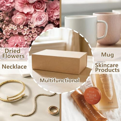 Aimyoo Brown Gift Box, 13.8x9x4.3 in Presents Box with Lids Magnetic Closure Rectangle Collapsible for Groomsman Proposal Box, Wedding, Birthday Gift Packging 1 Pack - color: Brown, size: 1 count (Pack of 1)