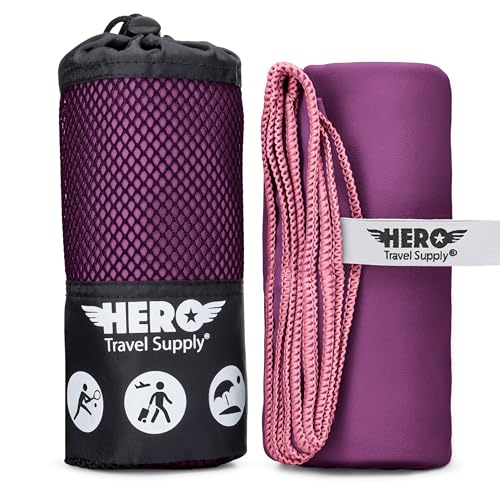 Hero Microfiber Large Beach Towel Compact for Travel (Magenta, 40" x 72") - color: Magenta, size: 40" x 72"