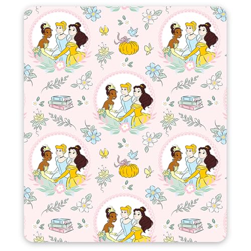 Disney Princess Travel Blanket and Pillow Set - Bundle with 40"x 50" Belle, Tiana, Rapunzel Throw Blanket, Neck Pillow, Stickers, More | Disney Princess Travel Accessories for Kids, Girls
