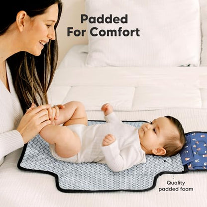 KeaBabies Portable Diaper Changing Pad, Travel, Car - Large Waterproof Baby Changing Mat, Wipeable, Padded, On The Go Travel Diaper Clutch Bag, Easy to Use Pockets for Newborn Essentials (Pets & Paws) - color: Pets & Paws