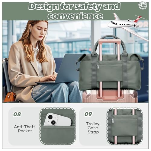 Small Gym Duffel Bag, Travel Weekender Bags for Women, Overnight Gym Carry On Tote Bag with Wet Pocket, Hospital Mom Bag for Labor and Delivery - Green - color: X-Green