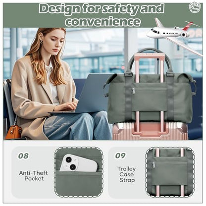 Small Gym Duffel Bag, Travel Weekender Bags for Women, Overnight Gym Carry On Tote Bag with Wet Pocket, Hospital Mom Bag for Labor and Delivery - Green - color: X-Green