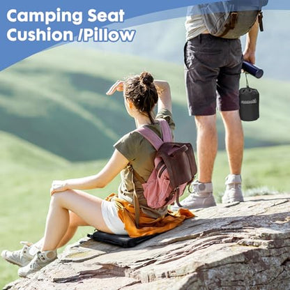 Inflatable Seat Cushion,Self-Inflating Foam Stadium Seat Cushion, Airplane Seat Cushion,Protable Seat Pad for Camping, Backpacking,Sports Events,Traveling,Bleacher (1, Black) - color: Black