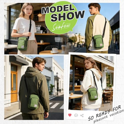 SEAFEW Mini Crossbody Bag Shoulder Bag for Men, Small Messenger Satchel Bag for Women - color: Green - Sling