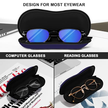 Sunglasses Soft Case, Ultra Light Portable Neoprene Zipper Glasses Case for Men Women - color: Navy Blue