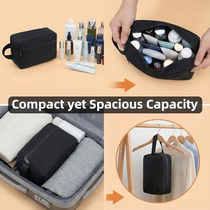 DSYSC Travel Toiletry Bag for Women Men, Small Makeup Bag, Water-Resistant Cosmetic Bag, Cosmetic Pouch, Traveling Dopp Kit, Travel Essentials Accessories (Black) - color: Black