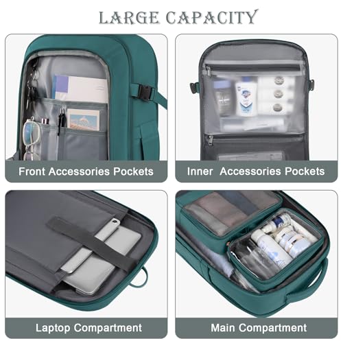 Rinlist Travel Backpack, Carry-on Backpack for Men Women, Travel Backpack Carry on Flight Approved, 40L Personal Item Backpack, Travel Essentials Must Haves, Peacock Blue - color: Peacock Blue