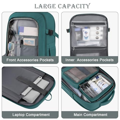 Rinlist Travel Backpack, Carry-on Backpack for Men Women, Travel Backpack Carry on Flight Approved, 40L Personal Item Backpack, Travel Essentials Must Haves, Peacock Blue - color: Peacock Blue