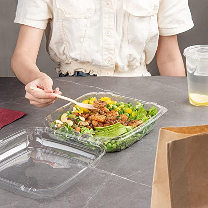 Restaurantware Thermo Tek 45.7 Ounce Clamshell Containers 100 Anti-Fog To Go Food Containers - Freezable Rectangle Clear Plastic Food Packaging Containers Disposable - size: 46 oz