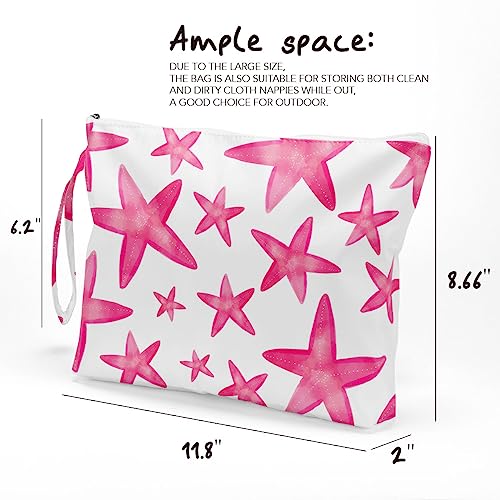 Fokongna Wet Bag, Travel Makeup Bag, Wet Dry Bag, Wet Bag for Swimsuit, Beach Pool Diapers Dirty Yoga Gym Clothes Zipper Pouch for Women Sister Friends Wet Bag Ocean Sea Shells Beach Starfish.361 - color: Starfish 08