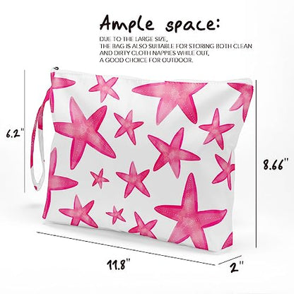 Fokongna Wet Bag, Travel Makeup Bag, Wet Dry Bag, Wet Bag for Swimsuit, Beach Pool Diapers Dirty Yoga Gym Clothes Zipper Pouch for Women Sister Friends Wet Bag Ocean Sea Shells Beach Starfish.361 - color: Starfish 08
