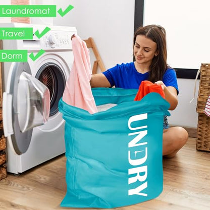 Sylfairy Laundry bags, 2 Pack Travel Laundry Bag for Dirty Clothes with Drawstring, Heavy Duty Laundry Bag for Traveling Camping, Easy Fit a Laundry Hamper or Basket Travel Essentials - color: Green+Green