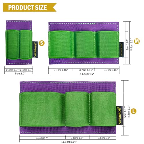 VIPERADE PL6 Tactical Modular EDC Organizer, Elastic Insert Pouch Panel with Hook Backed Accessories Holder, Attachment for Backpack, Tactical Vest, Bag - color: Green Purple, L