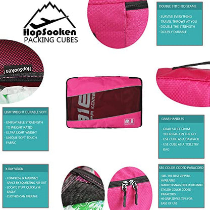 5 Set Packing Cubes for Travel Large Suitcase Luggage Organizer Bags Travel Accessories Vacation 4 Cubes 1 Laundry Pouch Bag - color: Rose