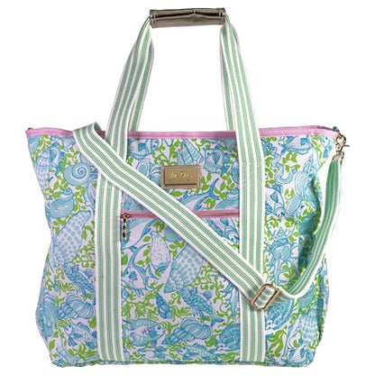 Lilly Pulitzer Beach and Picnic Cooler, Insulated Bag with Adjustable Shoulder Strap and Zipper, Soft Cooler - color: Throw Me A Line