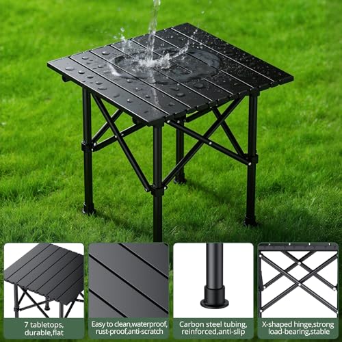EYPINS Ultralight Camping Table Foldable - Small Beach Table, No-Wobble, 3.7 lbs Portable Compact with Carry Bag,Carbon Steel Outdoor Side Table for Backpacking, Picnic BBQs, Cooking