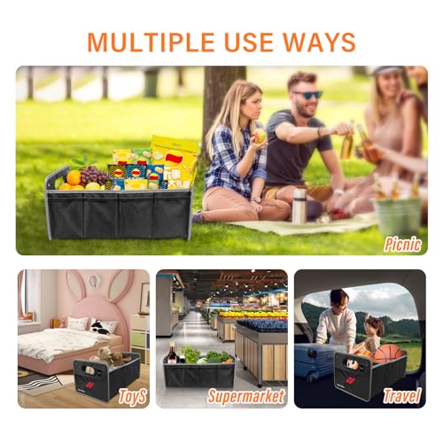 Car Trunk Organizer, Trunk Storage Box with Handle For Dodge Charger Challenger Durango, Collapsible 2 Compartment Automotive Storage Box, Waterproof Oxford Polyester Travel Accessories (B)