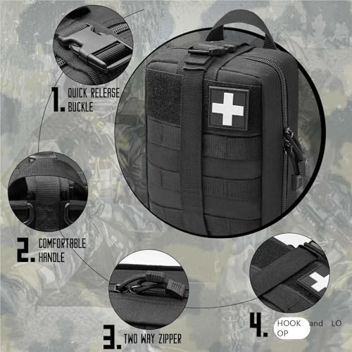 Tactical Medical Utility Pouch Rip Away First Aid Survival Bag for Travel Outdoor Hiking and Emergency Everyday Carry - color: Khaki