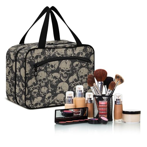 MNSRUU Hanging Toiletry Bags for Women Travel, Gothic Grunge Skulls Toiletry Organizer Portable Travel Toiletry Bags Clear Wash Bags Makeup Bag Cosmetic Bag - color: Skulls 021
