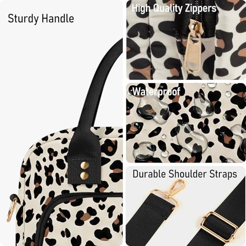 Lunch Bag Large Insulated Lunch Box for Women Adult Cute Lunchbox Lunch Bags Boxes Pail with Shoulder Strap for Work Mom Picnic Office Travel 11.4×6.8×9.1 inches 11.5L (Leopard) - color: Leopard