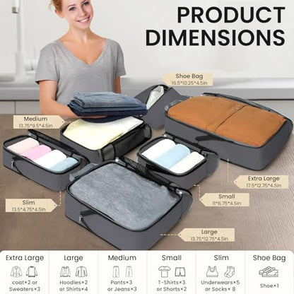 BAGAIL 4 Set/6 Set/8 Set Compression Packing Cubes Travel Accessories Expandable Packing Organizers (Half Mesh, 6-Dark Grey) - color: 6-Dark Grey, style: Half Mesh