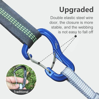 Heavy Duty Carabiner Clip Hook 8KN (1763 lbs), 2 PCS Ultra-Light Aluminum Caribeaners with Double Door D Ring Shape, for Hammock, Camping, Hiking, Backpacking, Dog Leash, Keychain Clip - style: 1#Blue-2pc