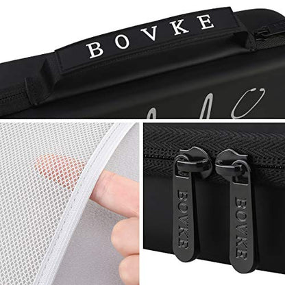 BOVKE Stethoscope Case for 3M Littmann Classic III, Lightweight II S.E, MDF Acoustica Deluxe Stethoscopes - Extra Room for Medical Bandage Scissors EMT Trauma Shear and LED Penlights, Black - color: Black