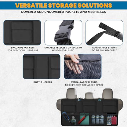 EcoNour Backseat Trunk Organizer | 42 x20 Inches Car Storage with 9 Spacious Pockets | Waterproof, Heavy-Duty Hanging Organizer for SUVs, Trucks & Hatchbacks | Space-Saving, Foldable & Easy to Install