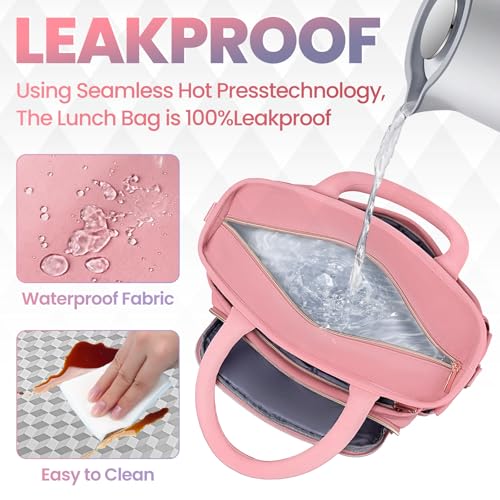 Artelaris Lunch Bag Women, Adult Insulated Lunch Box, Leakproof Lunch Cooler Bag, Reusable Large Lunch Cooler for Work, Picnic, Travel (Pink) - color: Pink