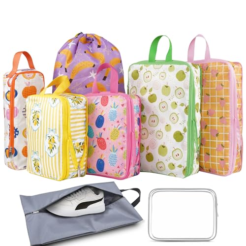 8 Pcs Compression Packing Cubes for Travel, Lightweight Waterproof Luggage Organizer Bags Set, Washable Packaging Cubes for Women Backpack Carry-On Suitcases - color: Fruits, size: 8 Set
