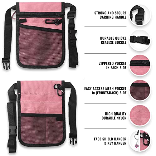 ASA TECHMED Nurse Utility Belt – Complete Medical Belt Utility Kit, Pro Pack Pocket Organizer Pouch Hip Bag for EMT, CNA, NP, PA, Student, Pink - color: Pink