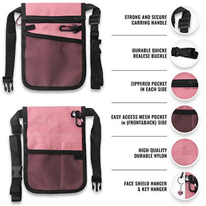 ASA TECHMED Nurse Utility Belt – Complete Medical Belt Utility Kit, Pro Pack Pocket Organizer Pouch Hip Bag for EMT, CNA, NP, PA, Student, Pink - color: Pink