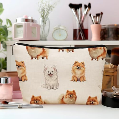 Pomeranian Dog Makeup Bag, Pomeranian Lovers Gifts Cosmetic Bag for Women, Dog Mom Lovers Owner Gifts for Women Christmas, Pet Lover Gift Zipper Travel Makeup Pouch for Purse - color: pomeranian