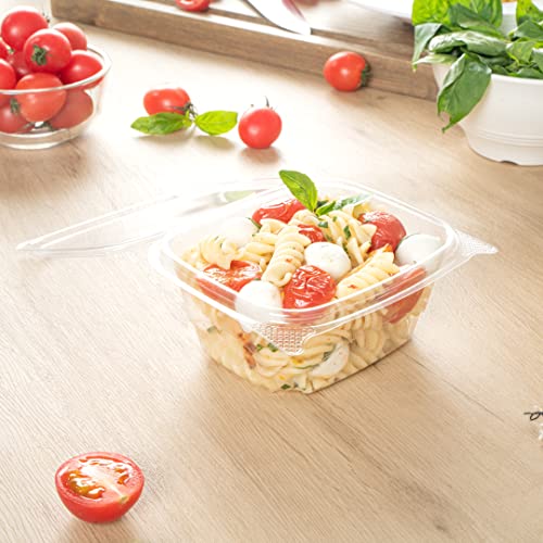Restaurantware Thermo Tek 16 Ounce Deli Food Containers 100 Anti-Fog Hinged Lid Containers - Freezable Rectangle Clear Plastic To Go Food Containers Disposable - size: 16 oz
