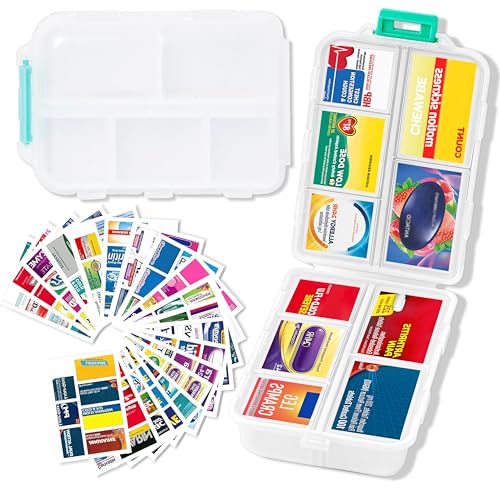 2026 New Extra Large Pill Box with Medicine Labels Travel Essentials Daily Med Container Mini Medication Organizer Storage Organizer Case 7 Day Pill Organizer(White) - color: White, size: Extra Large