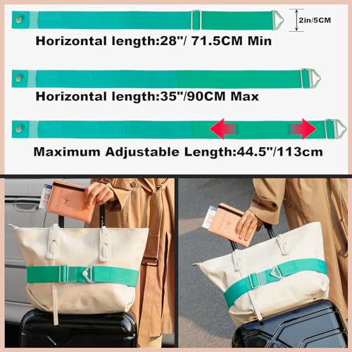 TOOVREN 2-in-1 Travel Belt for Luggage Straps Add a Bag Bungees Suitcase Luggage Strap Over Handle Suitcases Belt for Carry On Bag Adjustable Backpack Attachment Airport Travel Accessories Light Blue - color: Light Blue