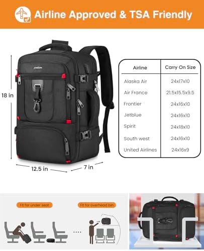 Carry On Backpack,Travel Backpack Laptop Bag Airline Approved for Men Women,Weekender Bag Mochila de Viaje - size: L-1 pack