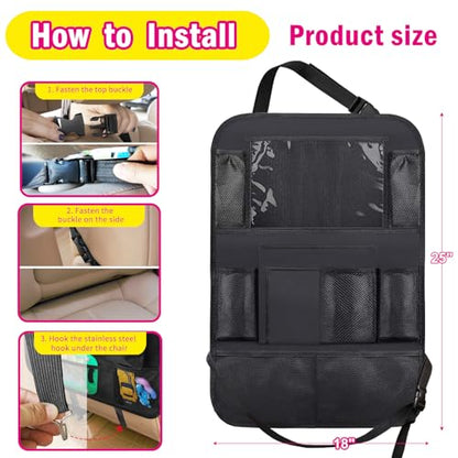XBRN 2 Pack Car Backseat Organizer, Car Seat Organizer Kick Mats Back Seat Protector with 11" Tablet Holder, Car Storage Organizer for Kids,10 Storage Pockets Travel Accessories