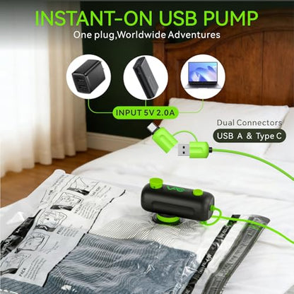 Vacuum Bags for Travel - USB Electric Pump, 18 Pack Carry-on Size Vacuum Seal Bags for Clothing - Space Saver Vacuum Storage Bags for Luggage, Travel Essentials. - style: 18 bags + USB pump