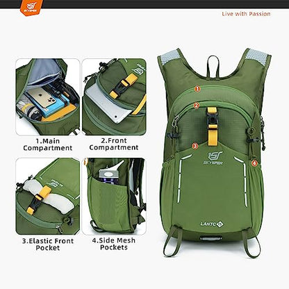 SKYSPER Small Hiking Backpack - 15L Travel Daypack Lightweight Bag Water Resistant Hiking Backpacks for Women Men - color: Lantc15-armygreen, size: Small