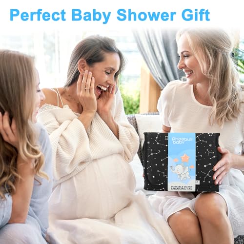 Portable Changing Pad Travel - Waterproof Compact Diaper Changing Mat with Built-in Pillow - Lightweight & Foldable Baby Diaper Changer - color: Black-Star