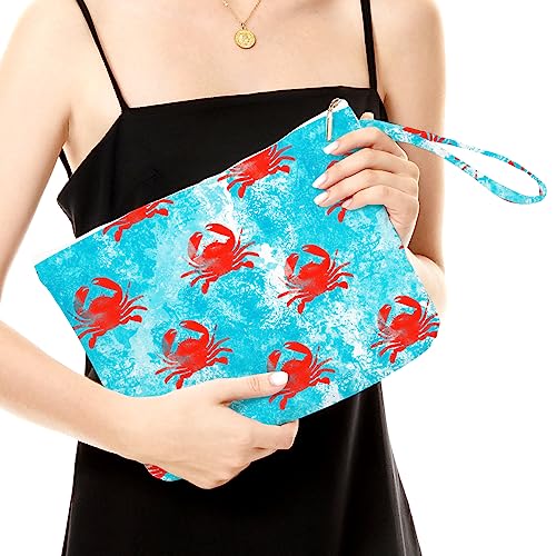 Fokongna Wet Bag, Travel Makeup Bag, Wet Dry Bag, Wet Bag for Swimsuit, Beach Pool Diapers Dirty Yoga Gym Clothes Zipper Pouch for Women Sister Friends Wet Bag Ocean Sea Shells Beach Starfish.349 - color: Crab