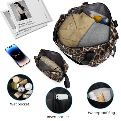 LARVENDER Luggage Sets 5 Piece Hardside Expandable Suitcase with Wheels Lock,PC+ABS Hardside Lightweight Rolling Suitcase for Women and Men,Cheetah - color: Cheetah, size: 5 Piece Set (20/24/28/DB/TB)