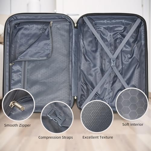 LARVENDER Luggage Sets 5 Piece Hardside Expandable Suitcase with Wheels Lock,PC+ABS Hardside Lightweight Rolling Suitcase for Women and Men,Cheetah - color: Cheetah, size: 5 Piece Set (20/24/28/DB/TB)